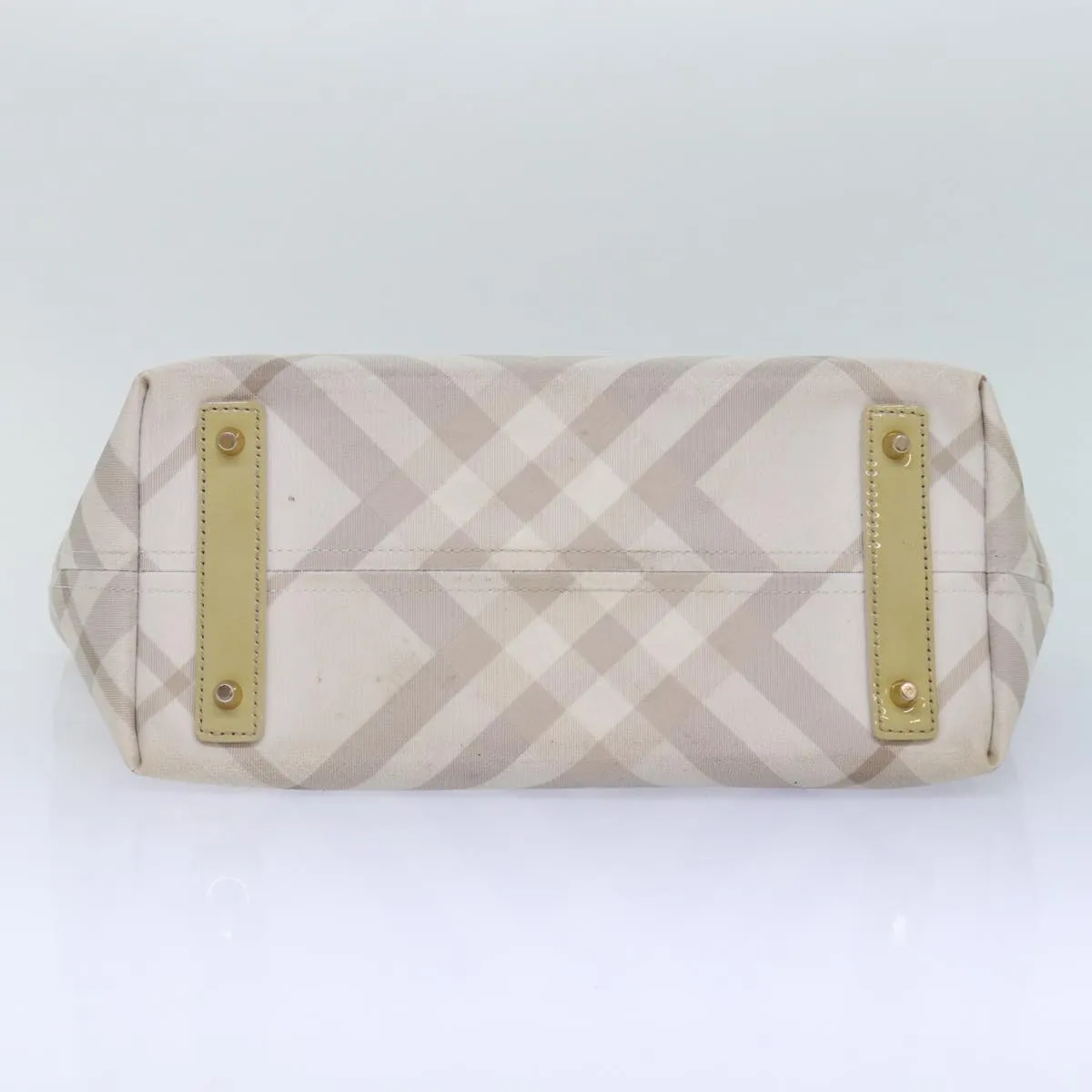 BURBERRY Nova Check Tote Bag PVC White Silver  87223