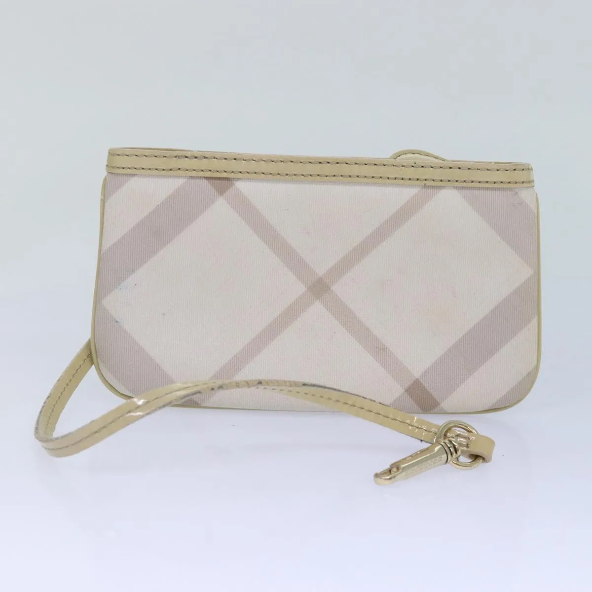 BURBERRY Nova Check Tote Bag PVC White Silver  87223