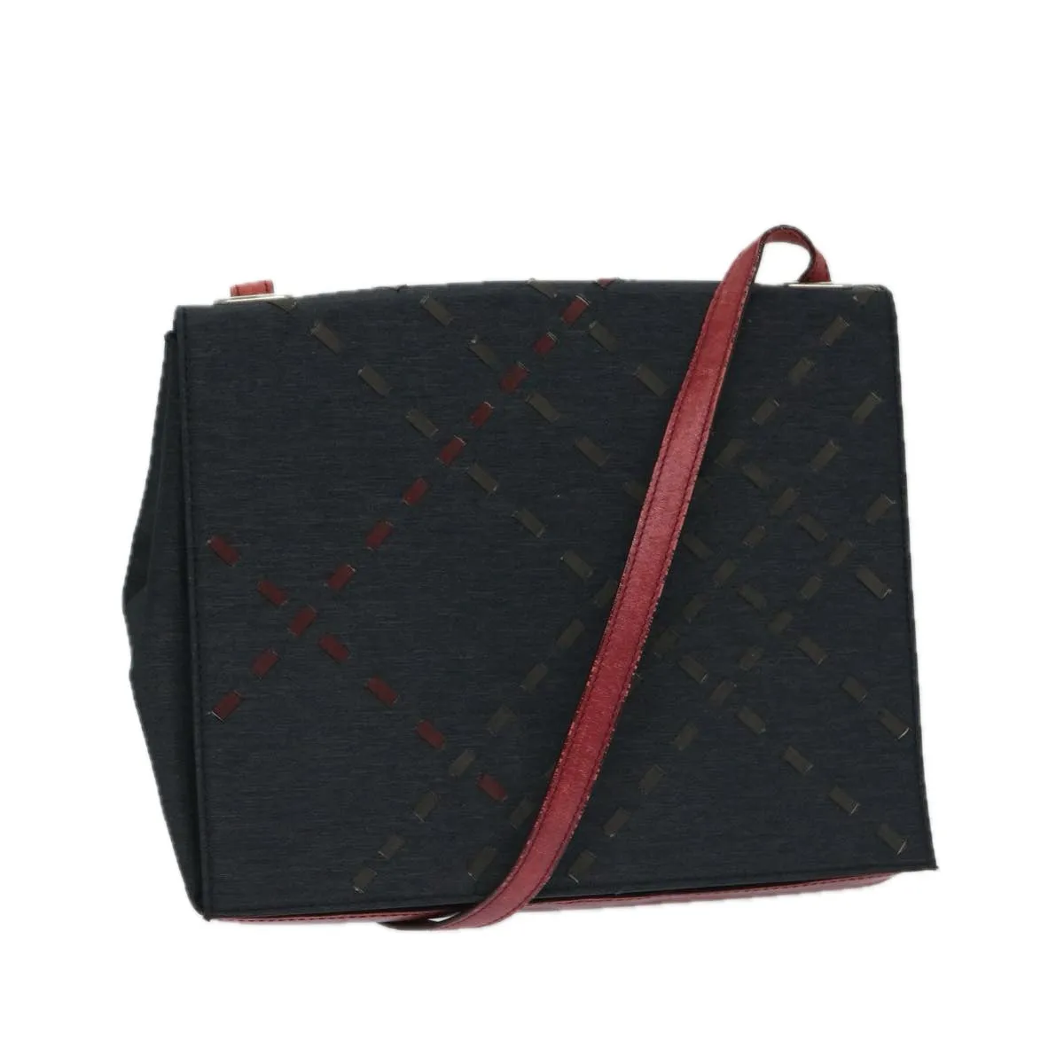 BURBERRY Shoulder Bag Canvas Black Red  bs12799