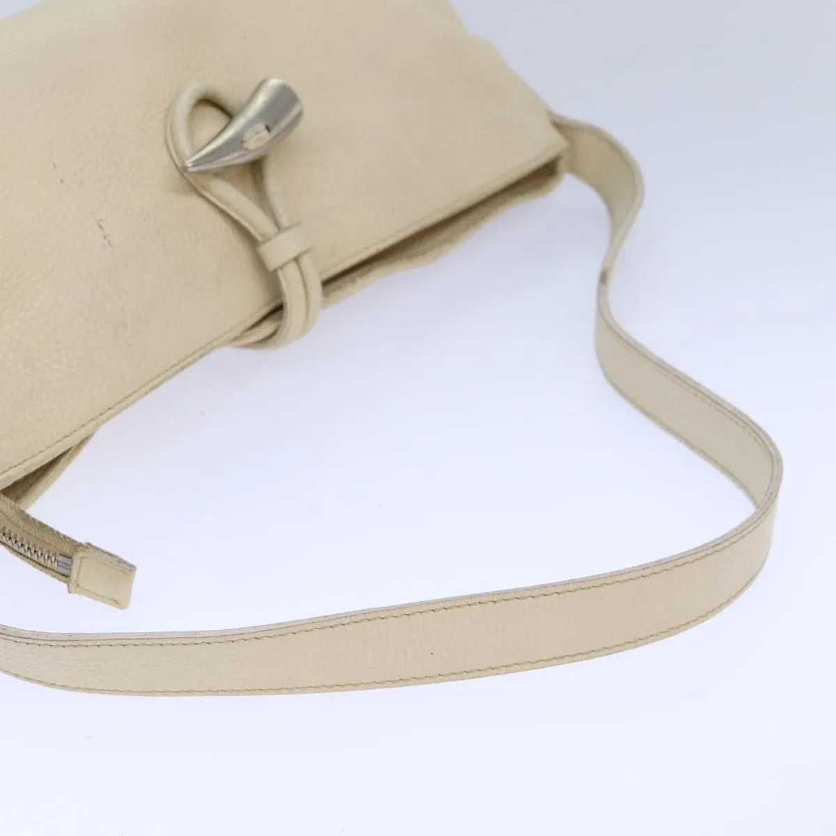 BURBERRY Shoulder Bag Leather Cream Silver  ti1931