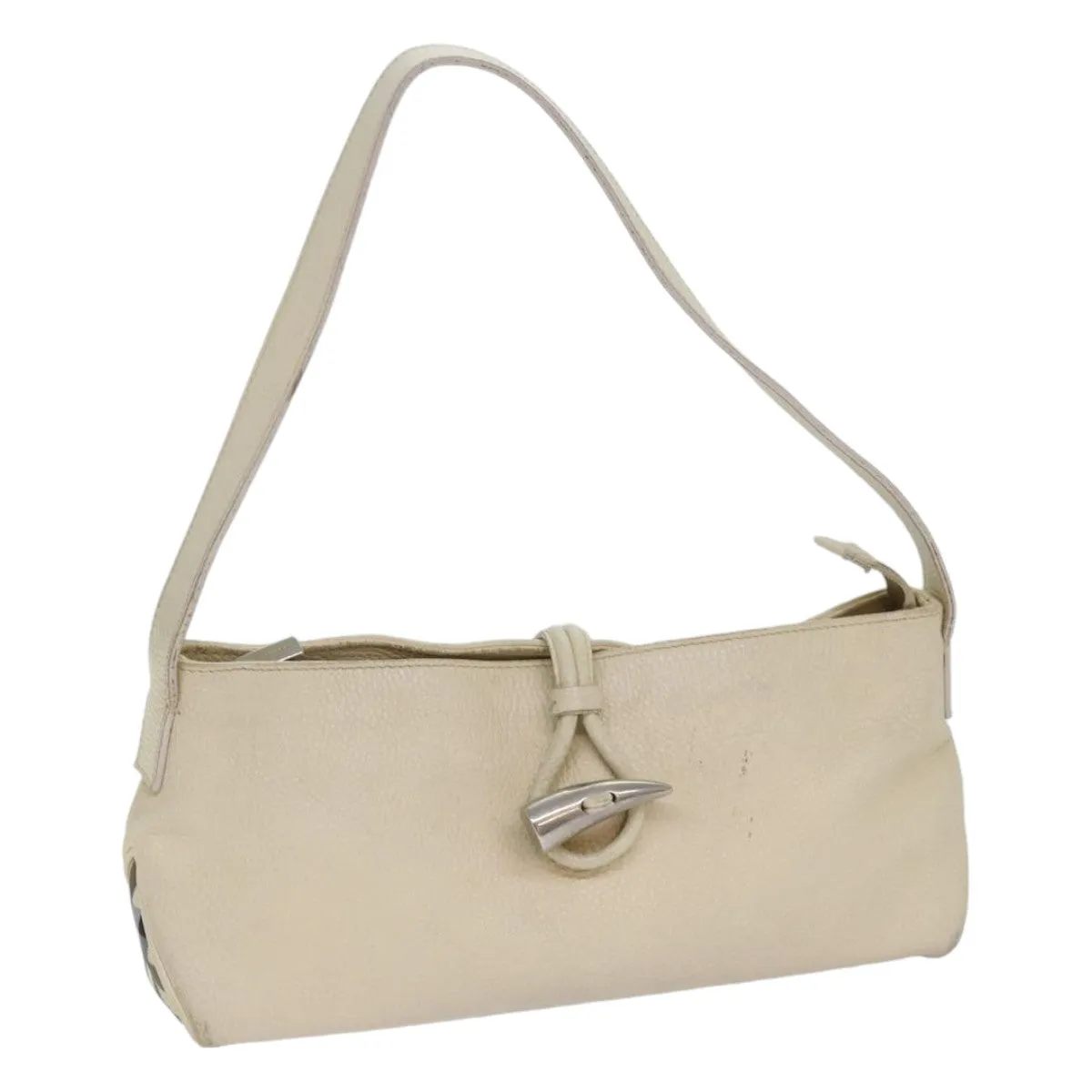 BURBERRY Shoulder Bag Leather Cream Silver  ti1931