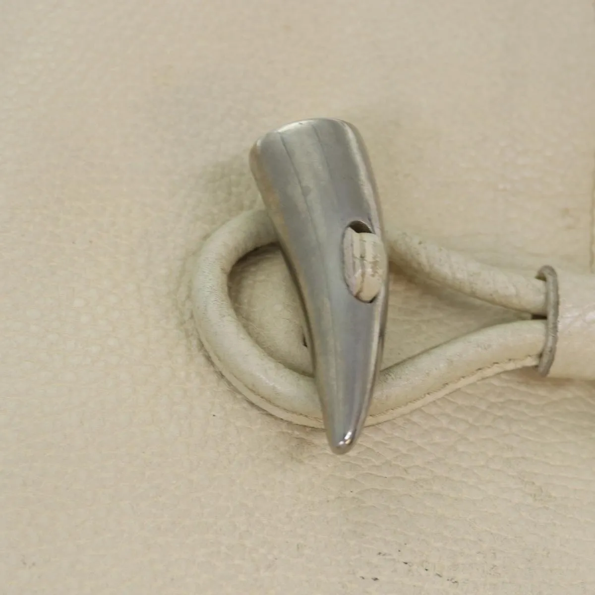 BURBERRY Shoulder Bag Leather Cream Silver  ti1931