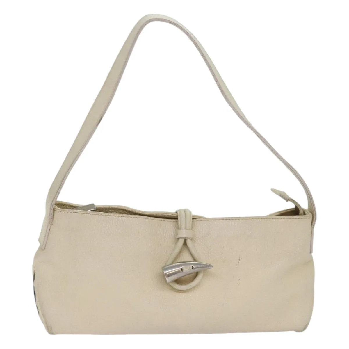 BURBERRY Shoulder Bag Leather Cream Silver  ti1931