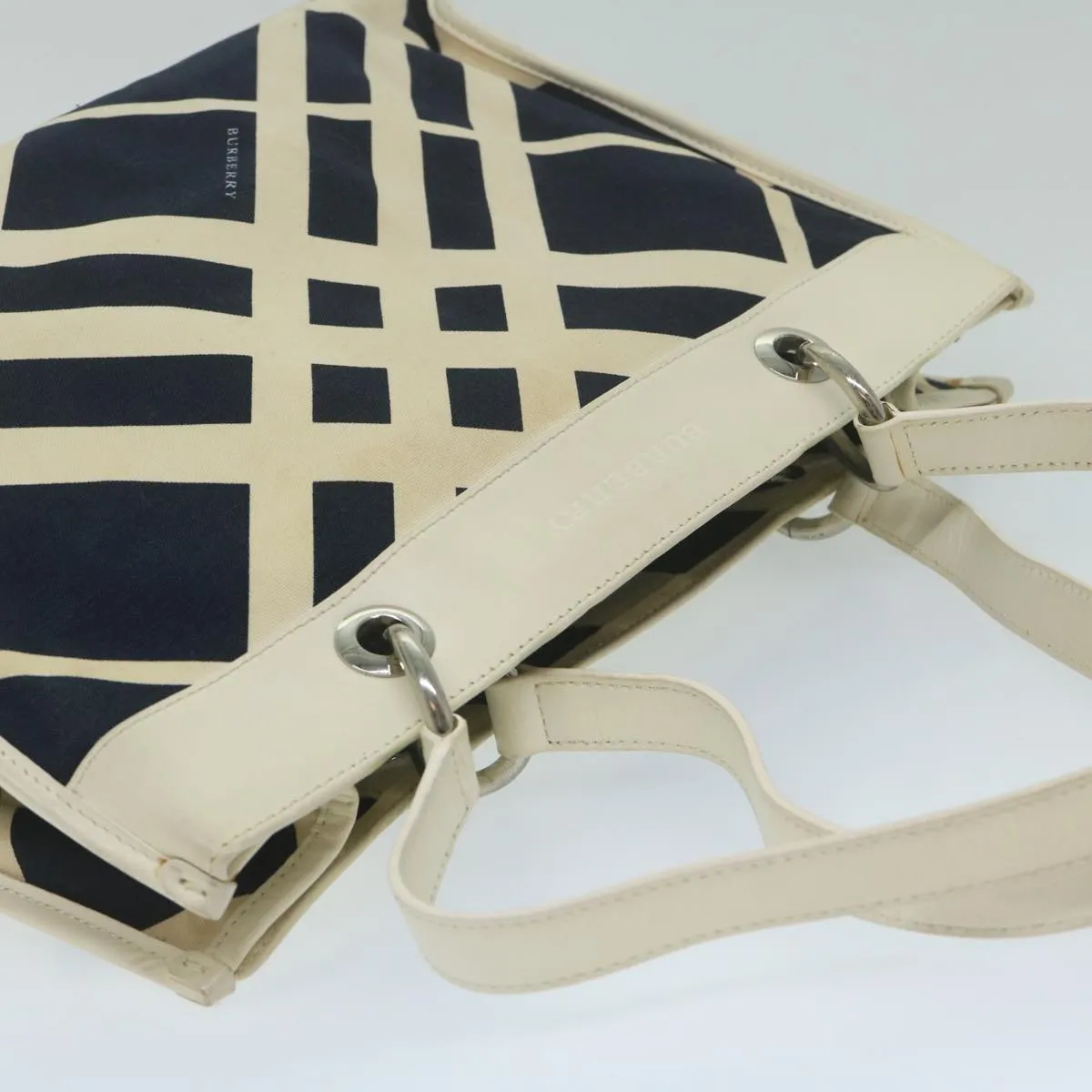 BURBERRY Tote Bag Canvas Navy White  bs11353