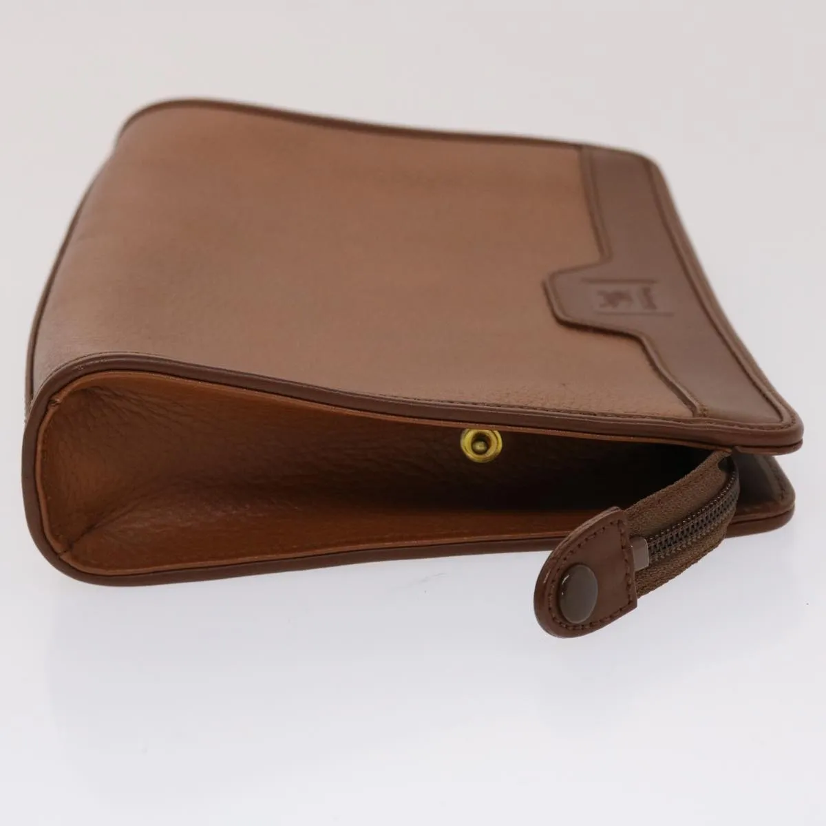 BURBERRYS Clutch Bag Leather Brown  yk7639