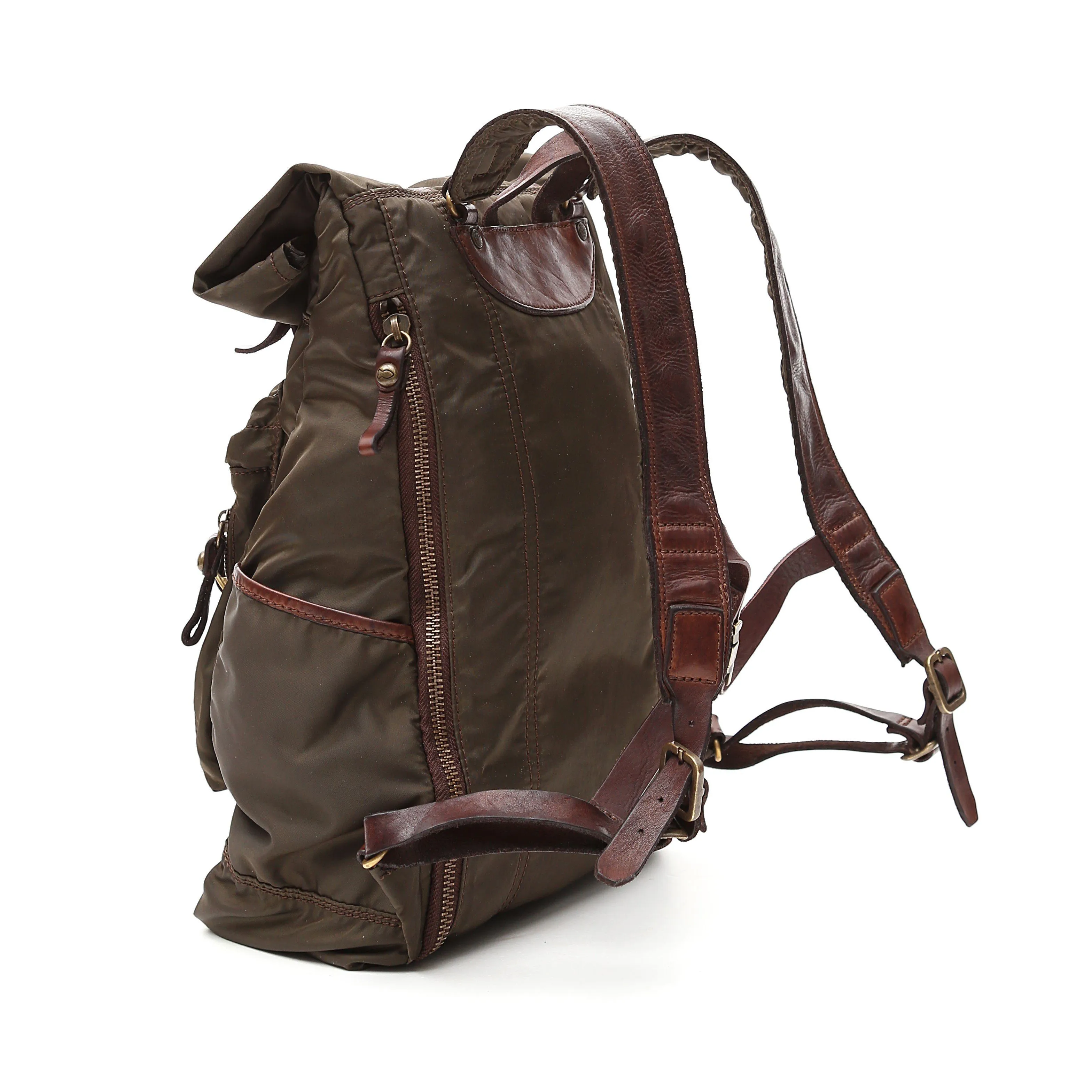 Campomaggi Military Backpack, Leather and Nylon