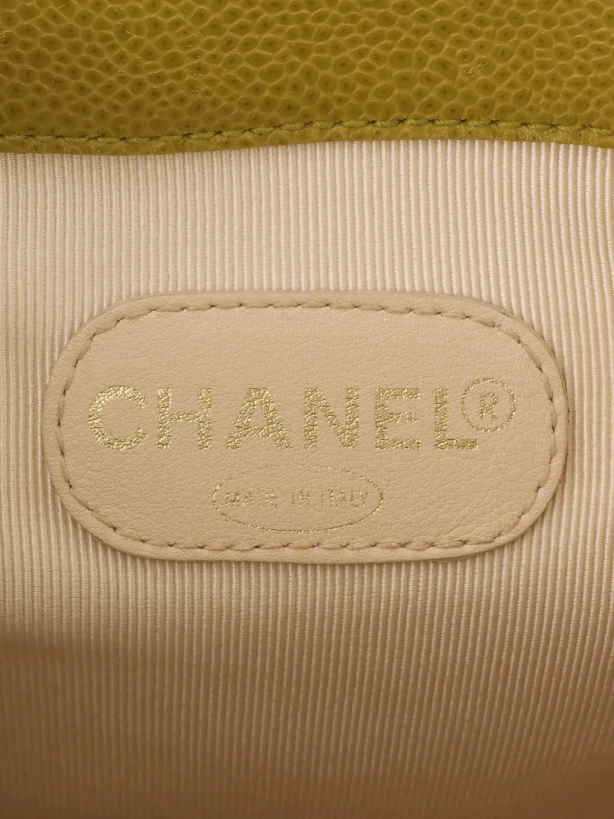 CHANEL Around 1997 Made Caviar Skin 6 Cc Mark Stitch Turn-Lock Backpack Lime Green