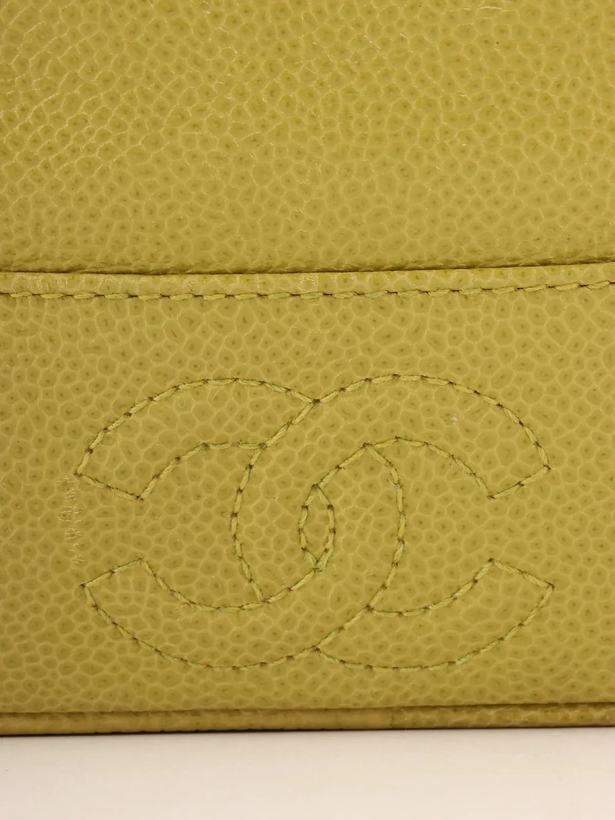 CHANEL Around 1997 Made Caviar Skin 6 Cc Mark Stitch Turn-Lock Backpack Lime Green