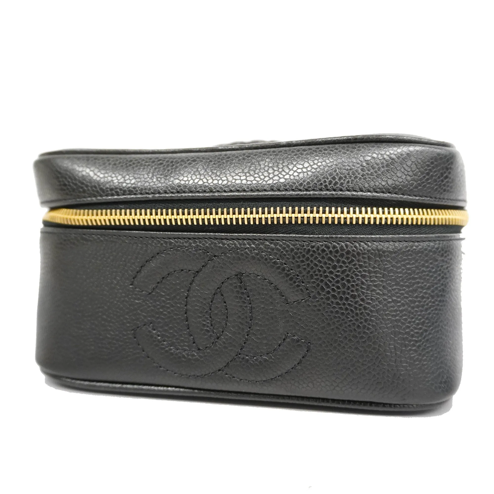 CHANEL  Vanity Bag Women's Caviar Leather Vanity Bag Black