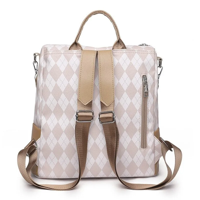 Checkered Large Capacity Anti-Theft Travel Backpacks