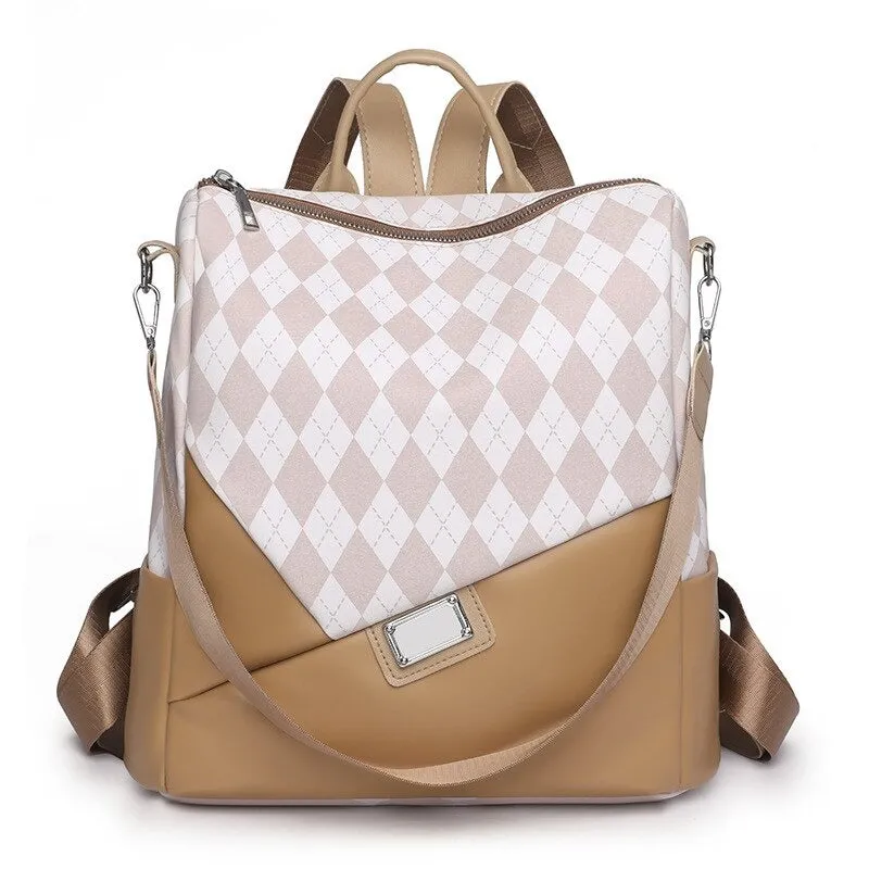 Checkered Large Capacity Anti-Theft Travel Backpacks