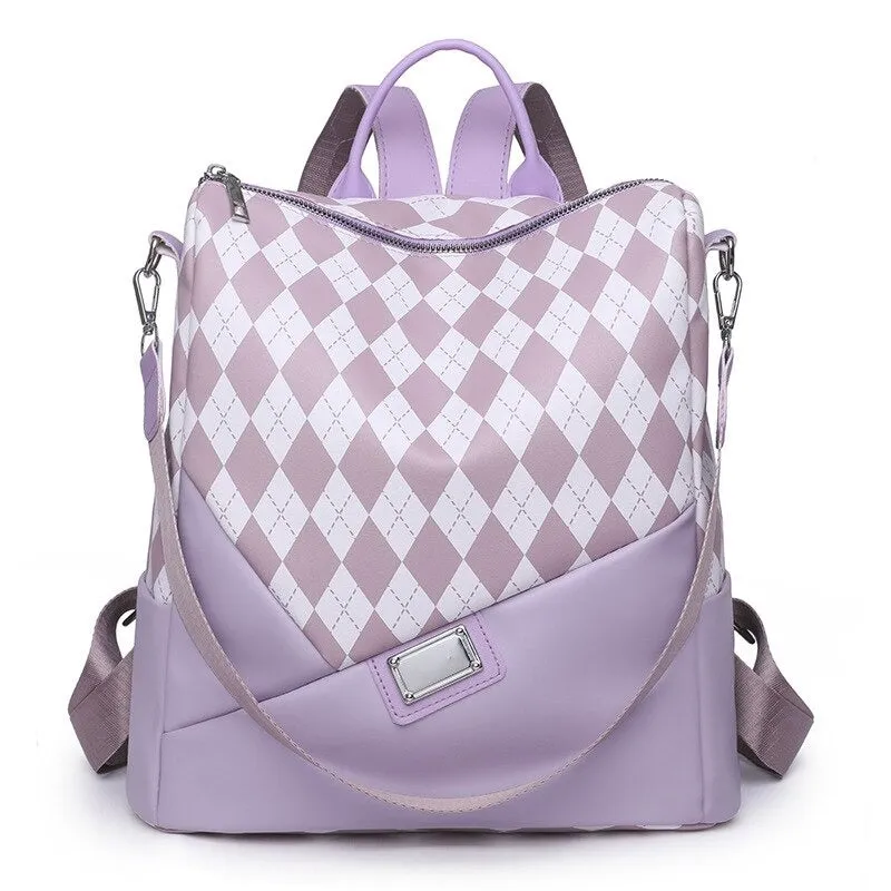 Checkered Large Capacity Anti-Theft Travel Backpacks