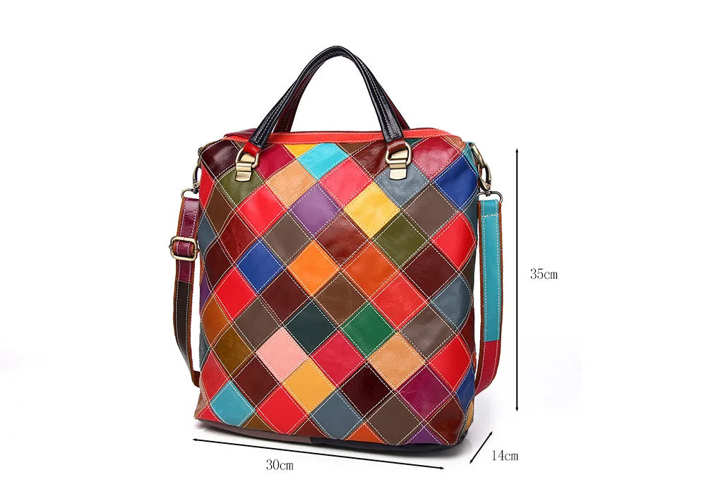 Chic Leather Exotic Patchwork Closure Backpack