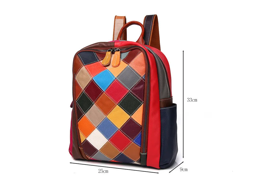 Chic Leather Exotic Patchwork Closure Backpack