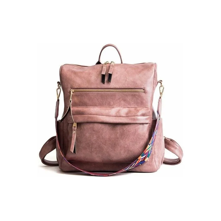 ChicLeather Zipper School Shoulder Backpack