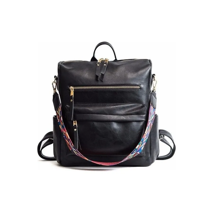 ChicLeather Zipper School Shoulder Backpack