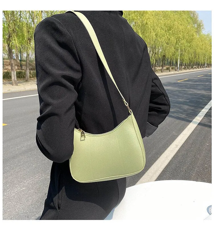 Darianrojas New Women's Fashion Handbags Retro Solid Color PU Leather Shoulder Underarm Bag Casual Women  Handbags