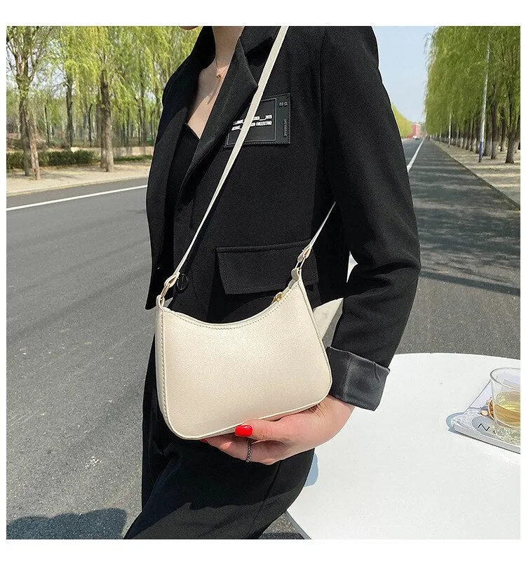 Darianrojas New Women's Fashion Handbags Retro Solid Color PU Leather Shoulder Underarm Bag Casual Women  Handbags