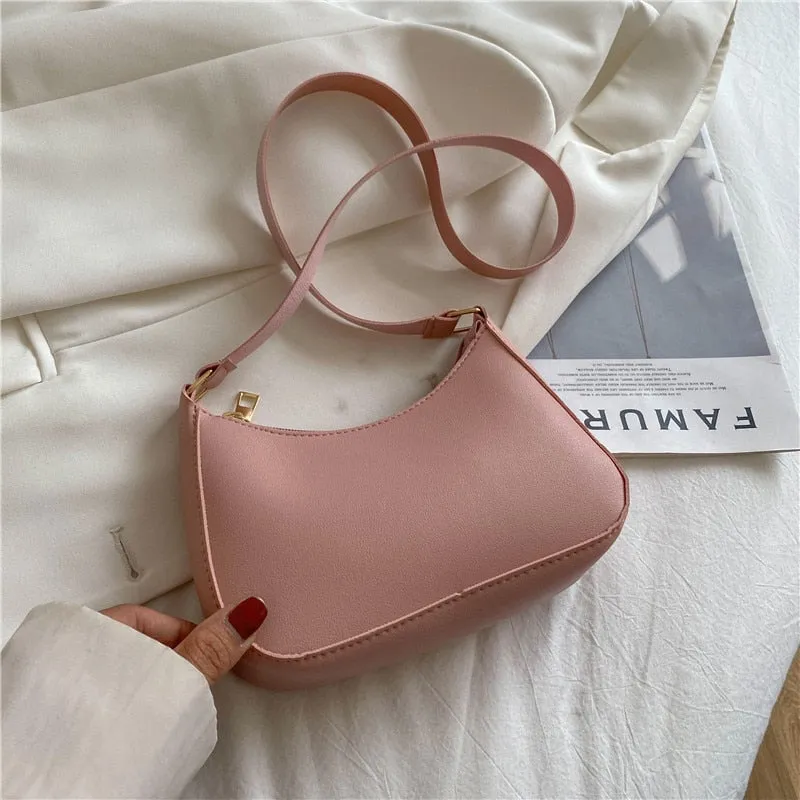 Darianrojas New Women's Fashion Handbags Retro Solid Color PU Leather Shoulder Underarm Bag Casual Women  Handbags