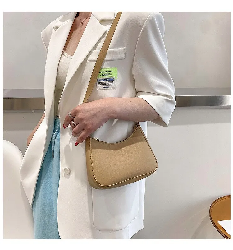 Darianrojas New Women's Fashion Handbags Retro Solid Color PU Leather Shoulder Underarm Bag Casual Women  Handbags