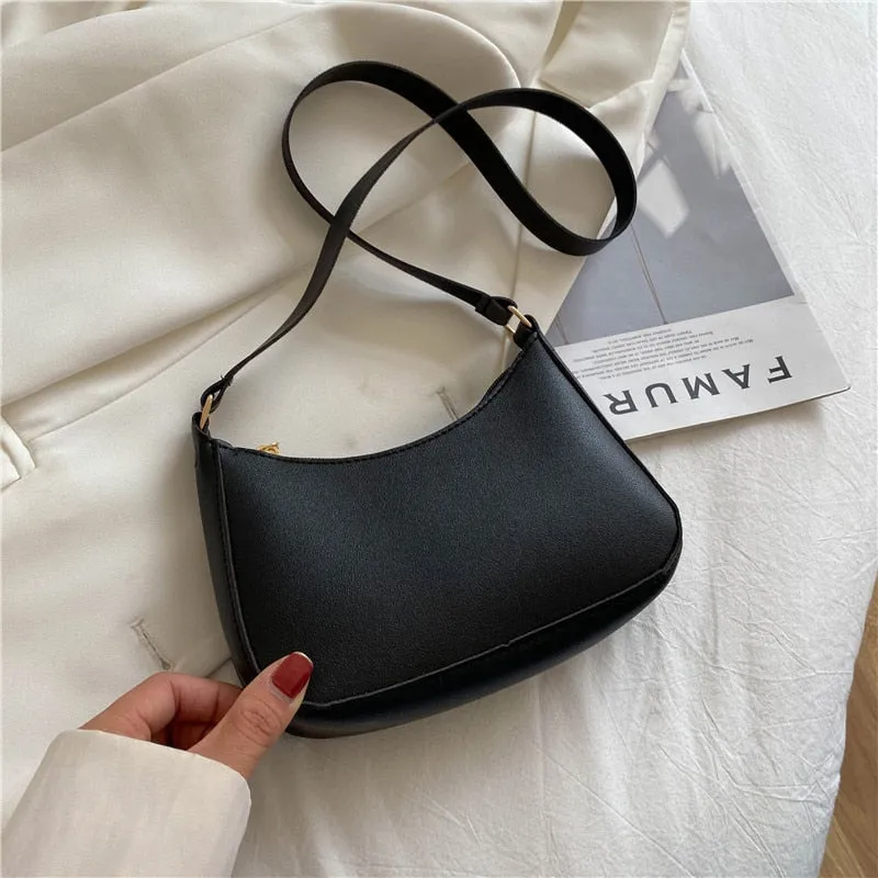 Darianrojas New Women's Fashion Handbags Retro Solid Color PU Leather Shoulder Underarm Bag Casual Women  Handbags