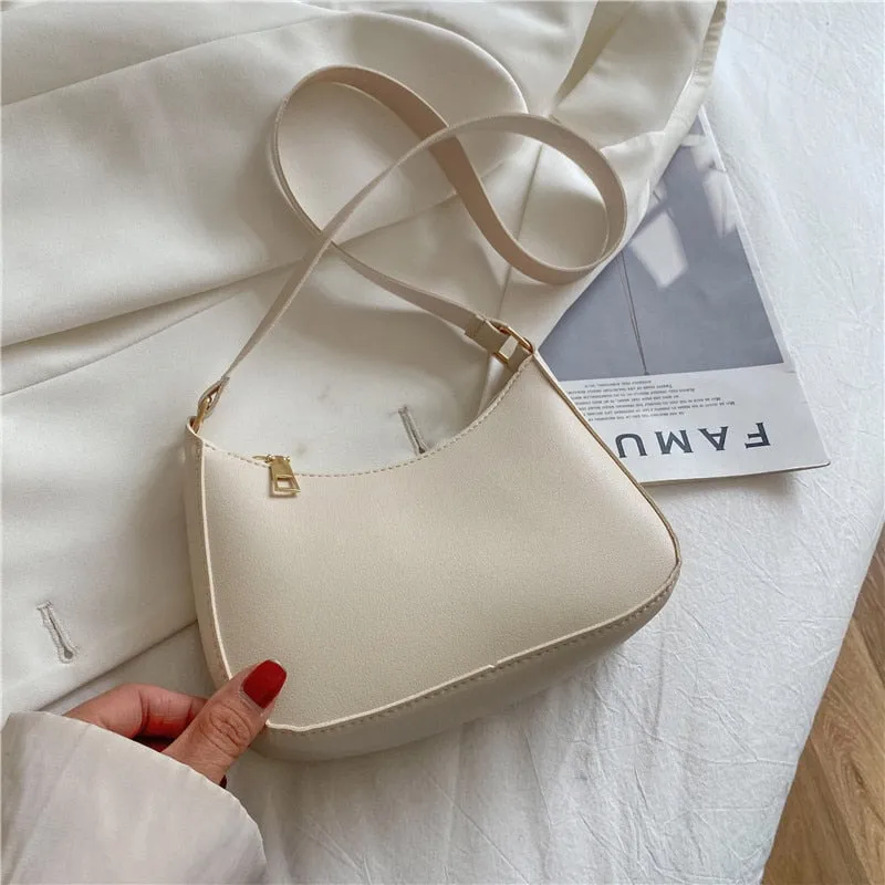 Darianrojas New Women's Fashion Handbags Retro Solid Color PU Leather Shoulder Underarm Bag Casual Women  Handbags