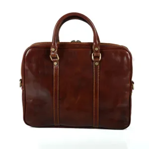 Delamore Brown Leather Twin Handle Briefcase