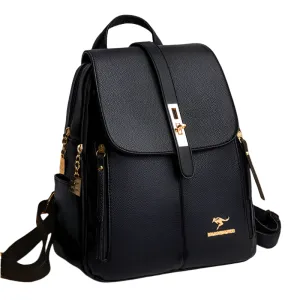 Elegance® Chic Voyager 3649 Luxury Women Leather Backpacks for Girls Sac Casual Daypack Black Vintage Backpack School Bags for Girls Mochila Rucksack