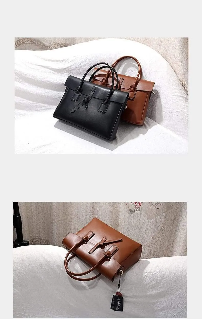 Genuine Leather Women Business Briefcase