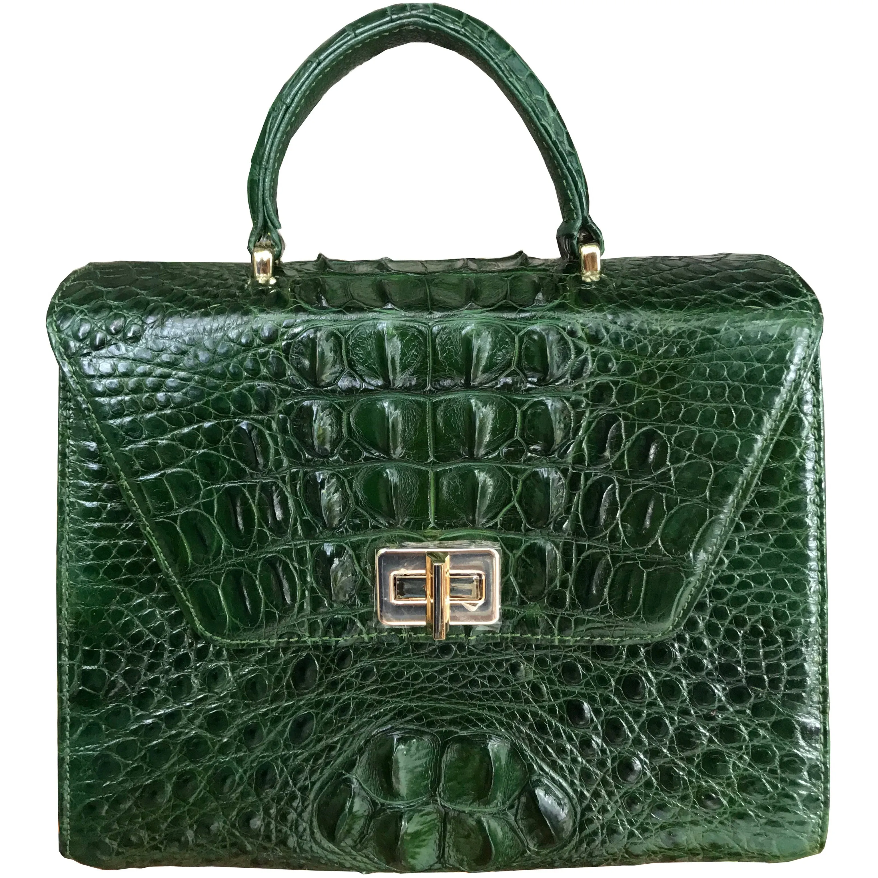 Green Leather Alligator Handbag Women Handmade Luxury  Leather Bag - Work Bag Women - Leather Satchel Purse BAG-GRE-06