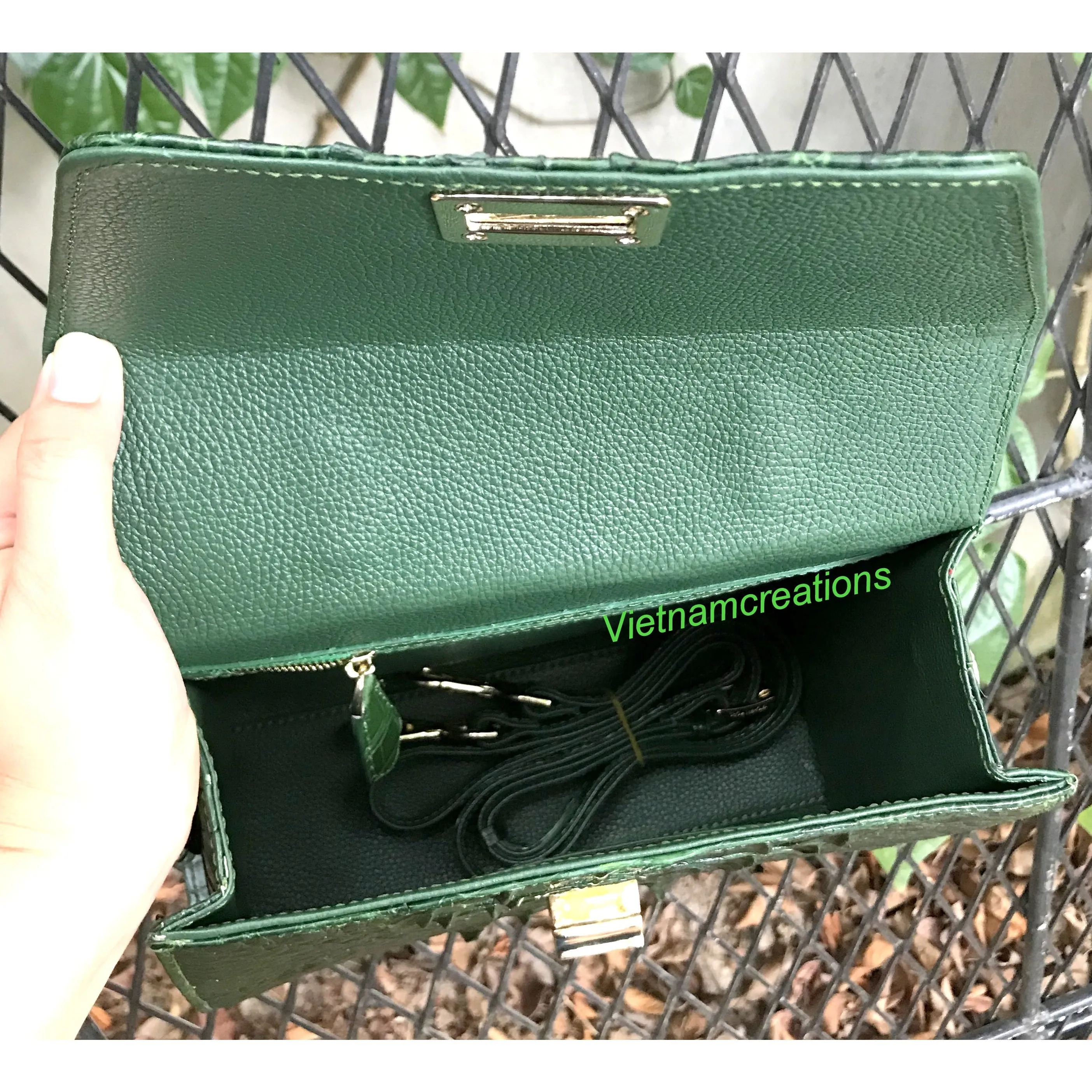 Green Leather Alligator Handbag Women Handmade Luxury  Leather Bag - Work Bag Women - Leather Satchel Purse BAG-GRE-06