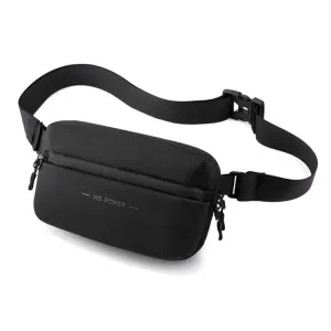 HAOSHUAI 2111 Men Chest Bag Outdoor Travel Waist Bag Minimalist Shoulder Bag(Black)