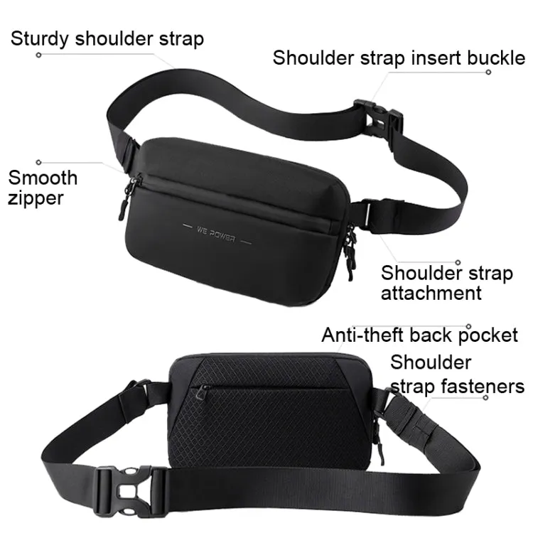 HAOSHUAI 2111 Men Chest Bag Outdoor Travel Waist Bag Minimalist Shoulder Bag(Black)