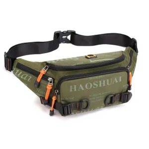 HAOSHUAI 5135 Outdoor Men Waist Bag Waterproof Nylon Cloth Men Bag(Army Green)