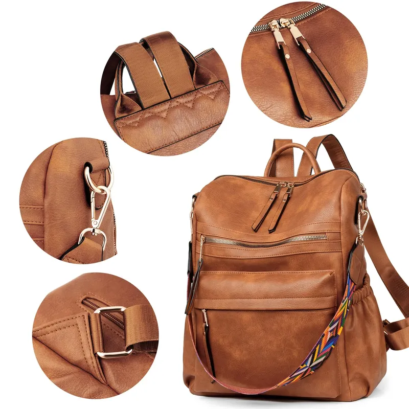 High Quality Faux Leather Designer Backpack Convertible Shoulder Bag