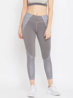 JUMP USA Women Grey Printed Active Wear Tights