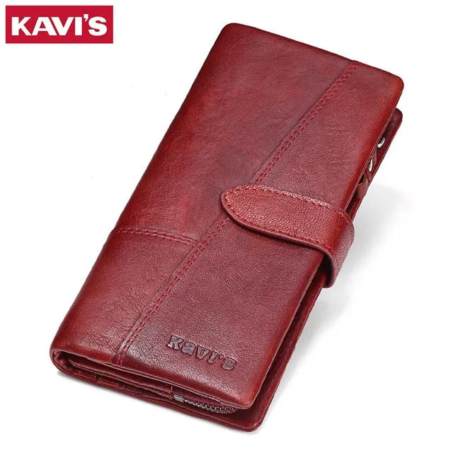 KAVIS New Arrival Crazy Horse Leather Wallet Men Male Coin Purse Genuine Leather with PORTFOL Small Walet Portomonee and Rfid