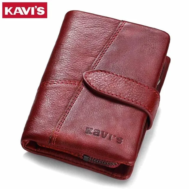 KAVIS New Arrival Crazy Horse Leather Wallet Men Male Coin Purse Genuine Leather with PORTFOL Small Walet Portomonee and Rfid