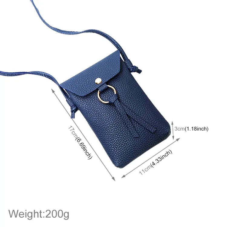 Ladies Casual Leisure Ring Tassel Shoulder Messenger Cellphone Change Crossbody Bucket Bag