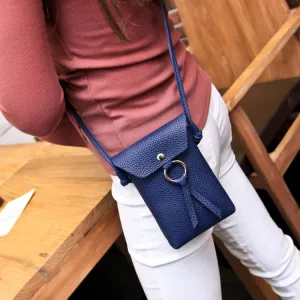 Ladies Casual Leisure Ring Tassel Shoulder Messenger Cellphone Change Crossbody Bucket Bag