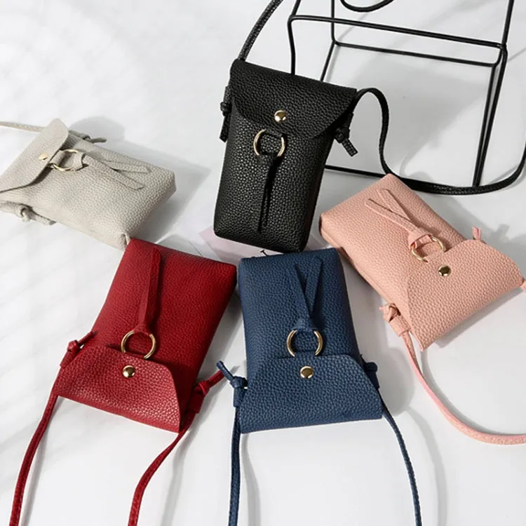 Ladies Casual Leisure Ring Tassel Shoulder Messenger Cellphone Change Crossbody Bucket Bag