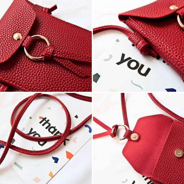 Ladies Casual Leisure Ring Tassel Shoulder Messenger Cellphone Change Crossbody Bucket Bag