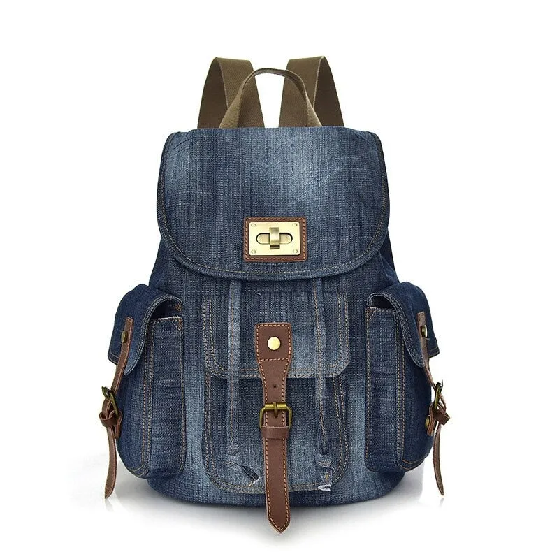 Large Capacity Denim Laptop Backpack