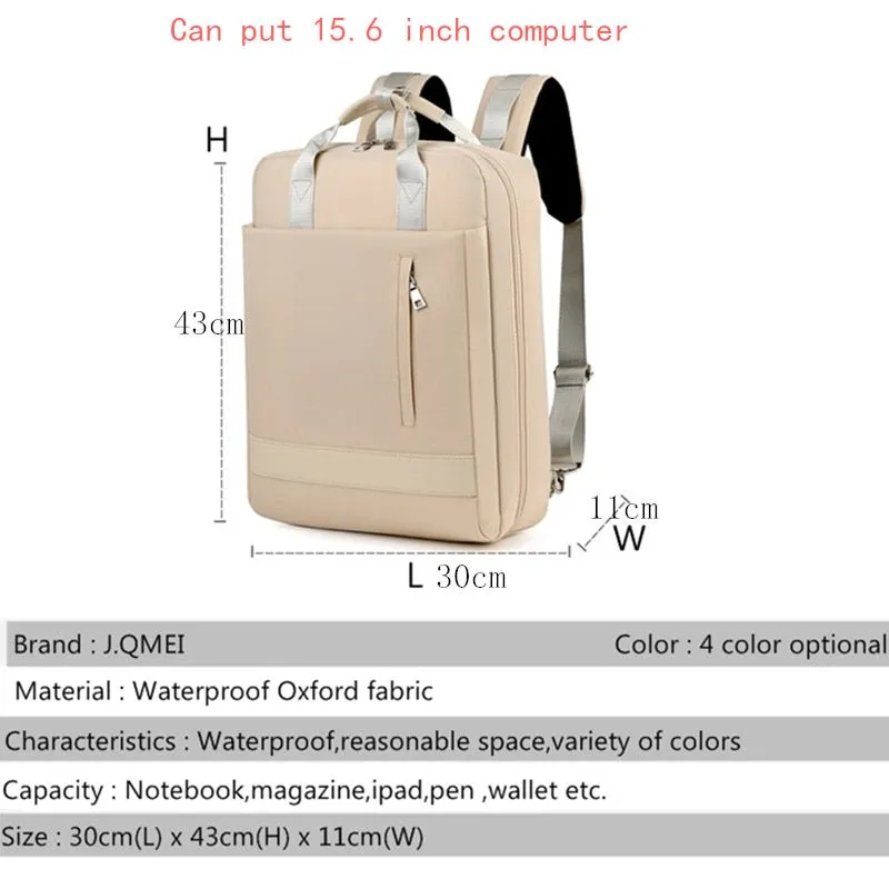 Large Capacity Men Waterproof Nylon Bag Women 15.6 Inch Laptop Backpack With Charging Port School Bags For Teenage Girl Boy 2022