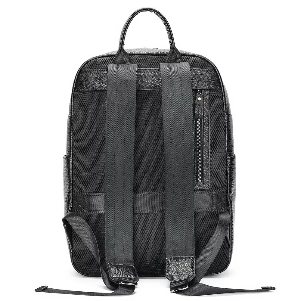 LeatherLux Cowhide Business Travel Tech Backpack