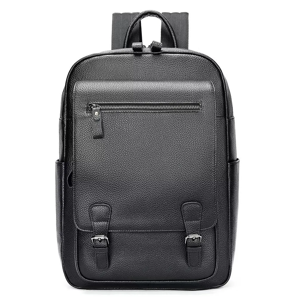 LeatherLux Cowhide Business Travel Tech Backpack