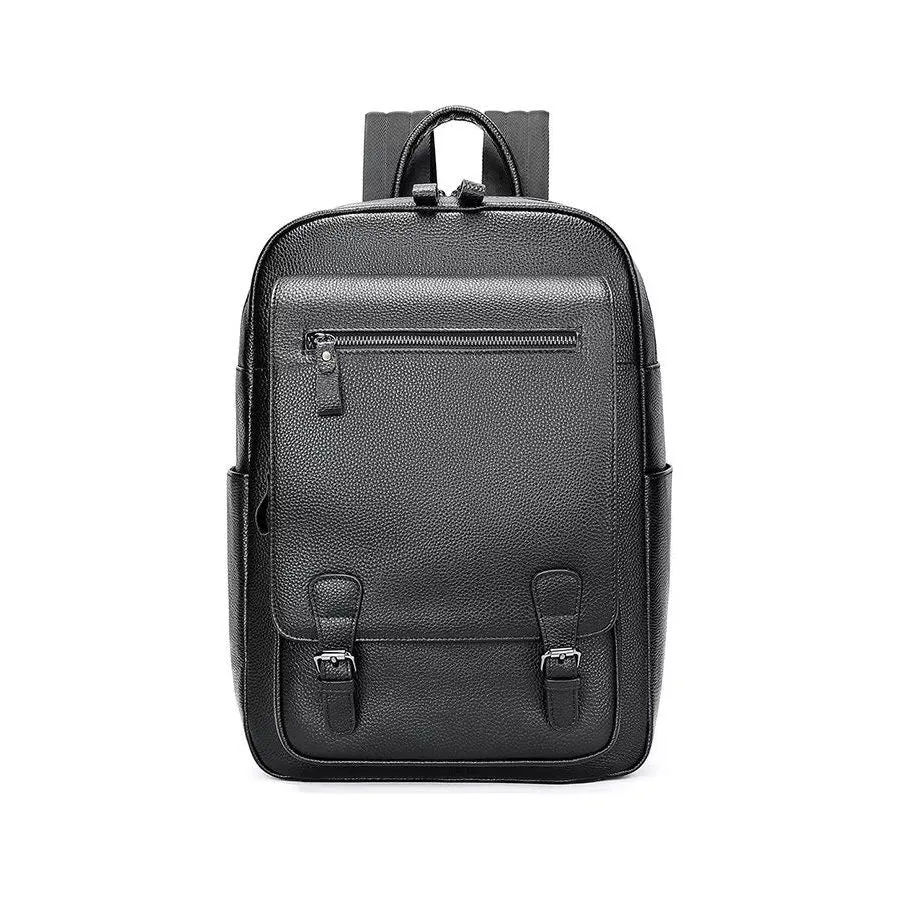 LeatherLux Cowhide Business Travel Tech Backpack