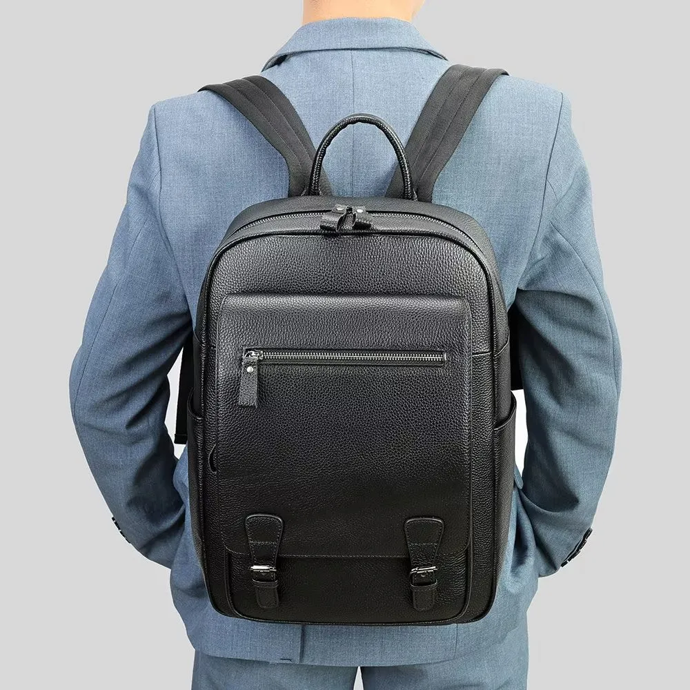 LeatherLux Cowhide Business Travel Tech Backpack