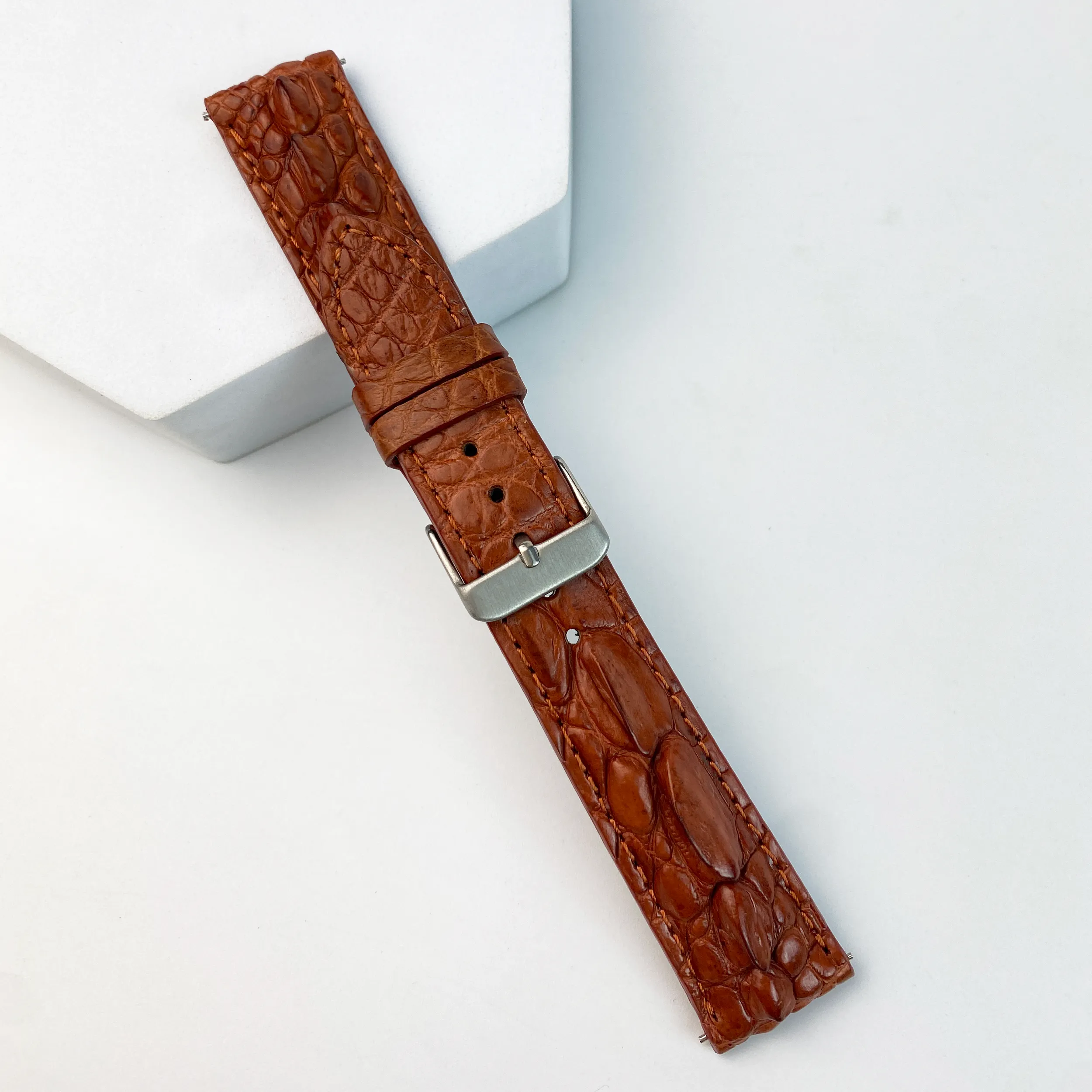 Light Brown Alligator Hornback Leather Watch Band | Crocodile Quick Release Replacement Strap | DH-89