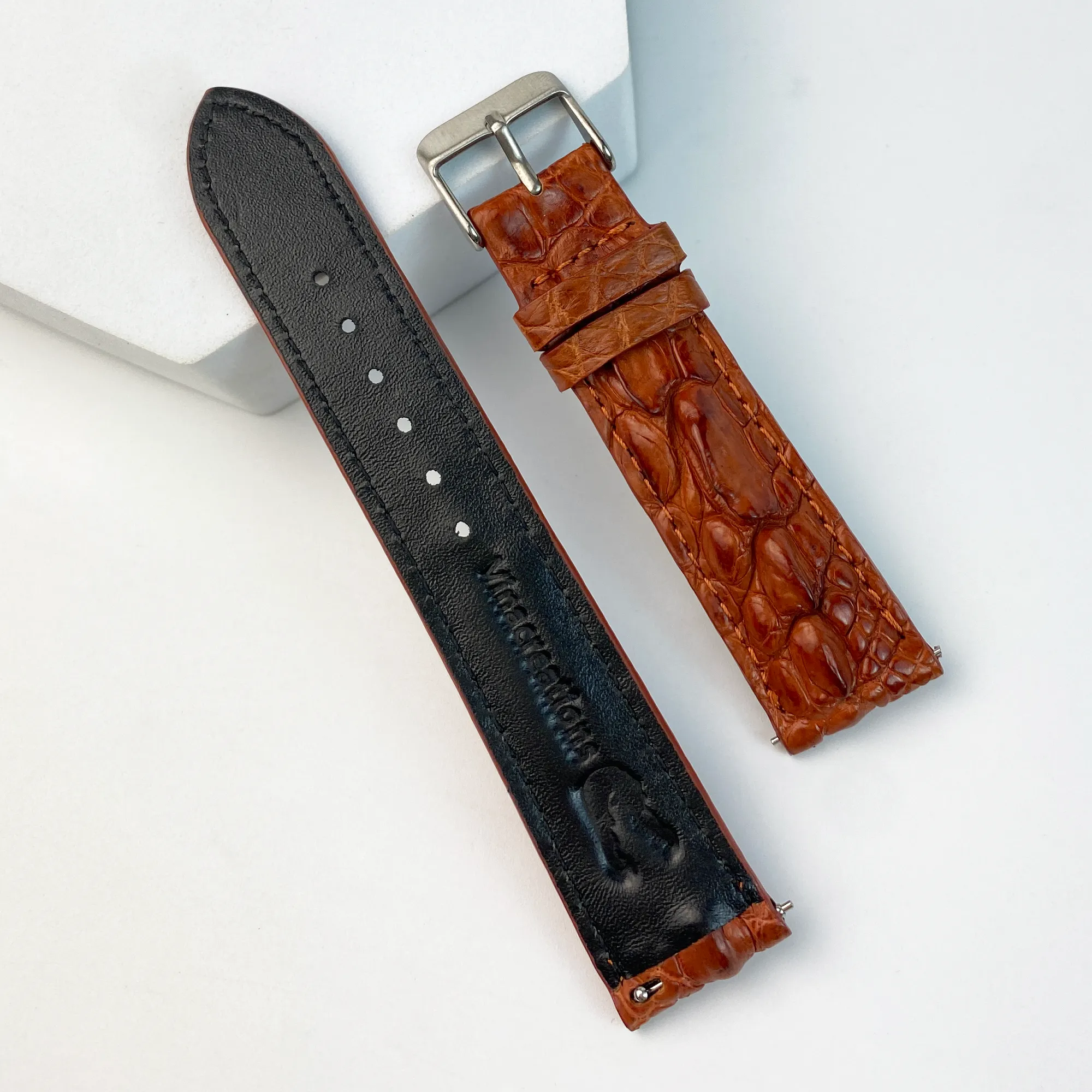 Light Brown Alligator Hornback Leather Watch Band | Crocodile Quick Release Replacement Strap | DH-89